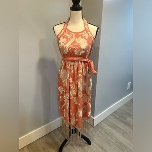 Anthropologie, Coral, midi dress